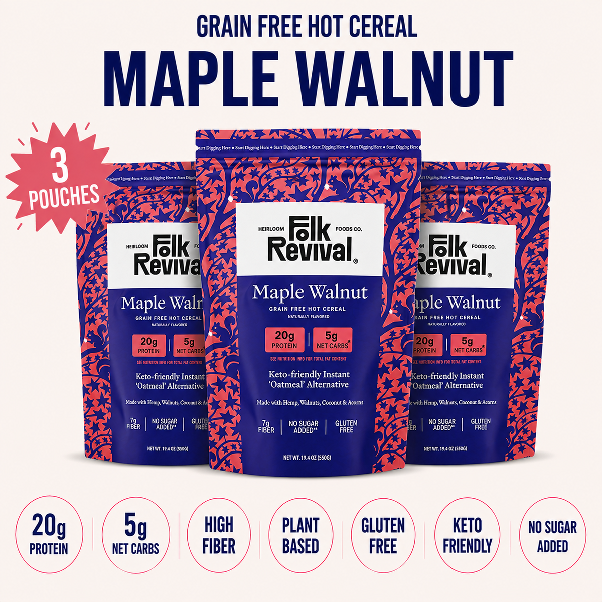 Maple Walnut - Keto Instant 'Oatmeal' Pouch
