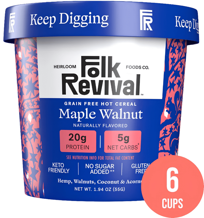 Maple Walnut Instant Keto 'Oatmeal' - Hot Cereal Cups - Folk Revival