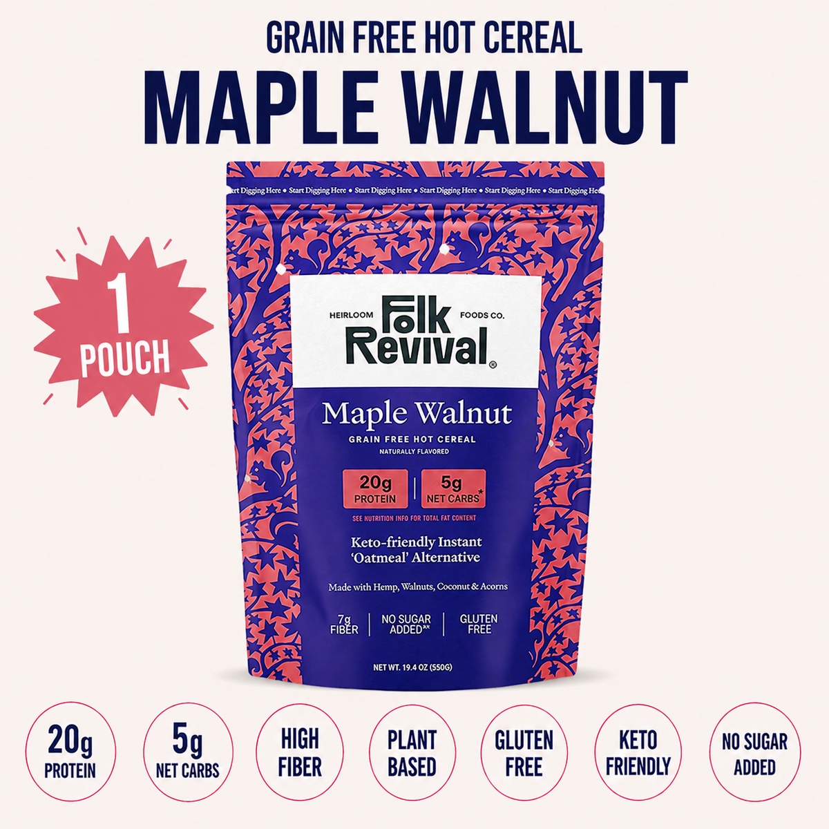 Maple Walnut - Keto Instant 'Oatmeal' Pouch